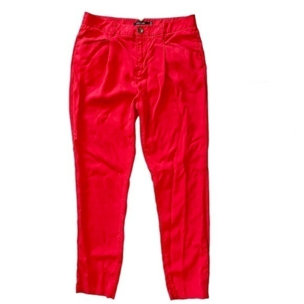 Obey Red Pleated Tapered Leg Ankle Pants Trousers